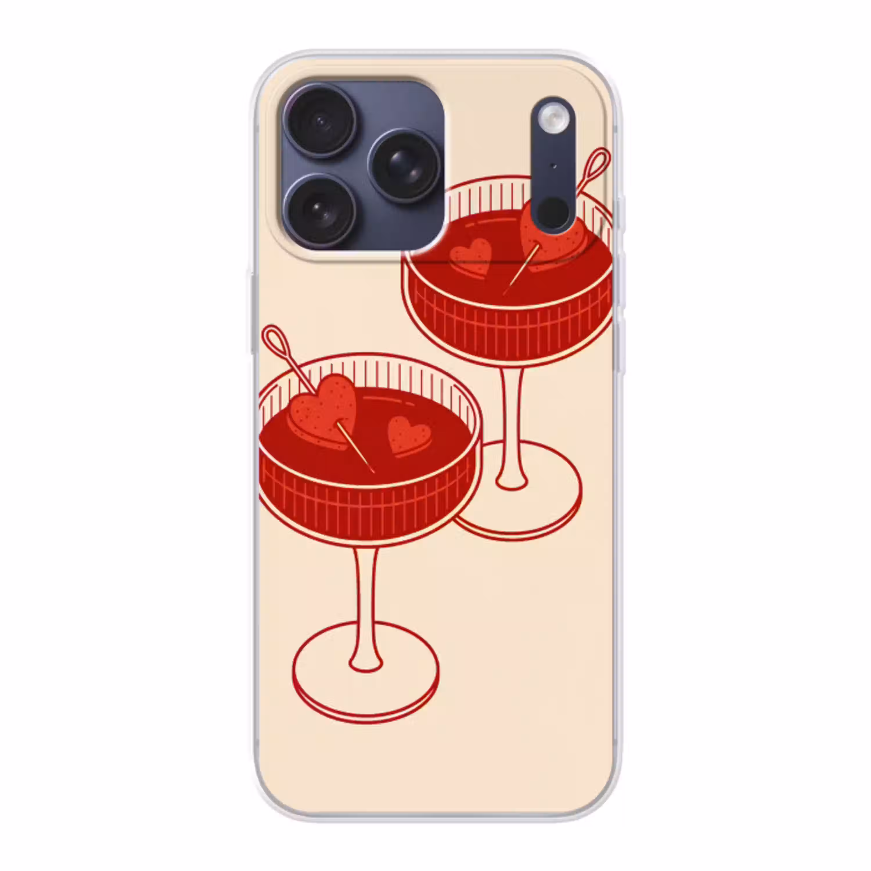 Cocktail - Hartjes - Liefde - Illustratie - Rood Telefoonhoesje iPhone 17 Pro Max klein -3d