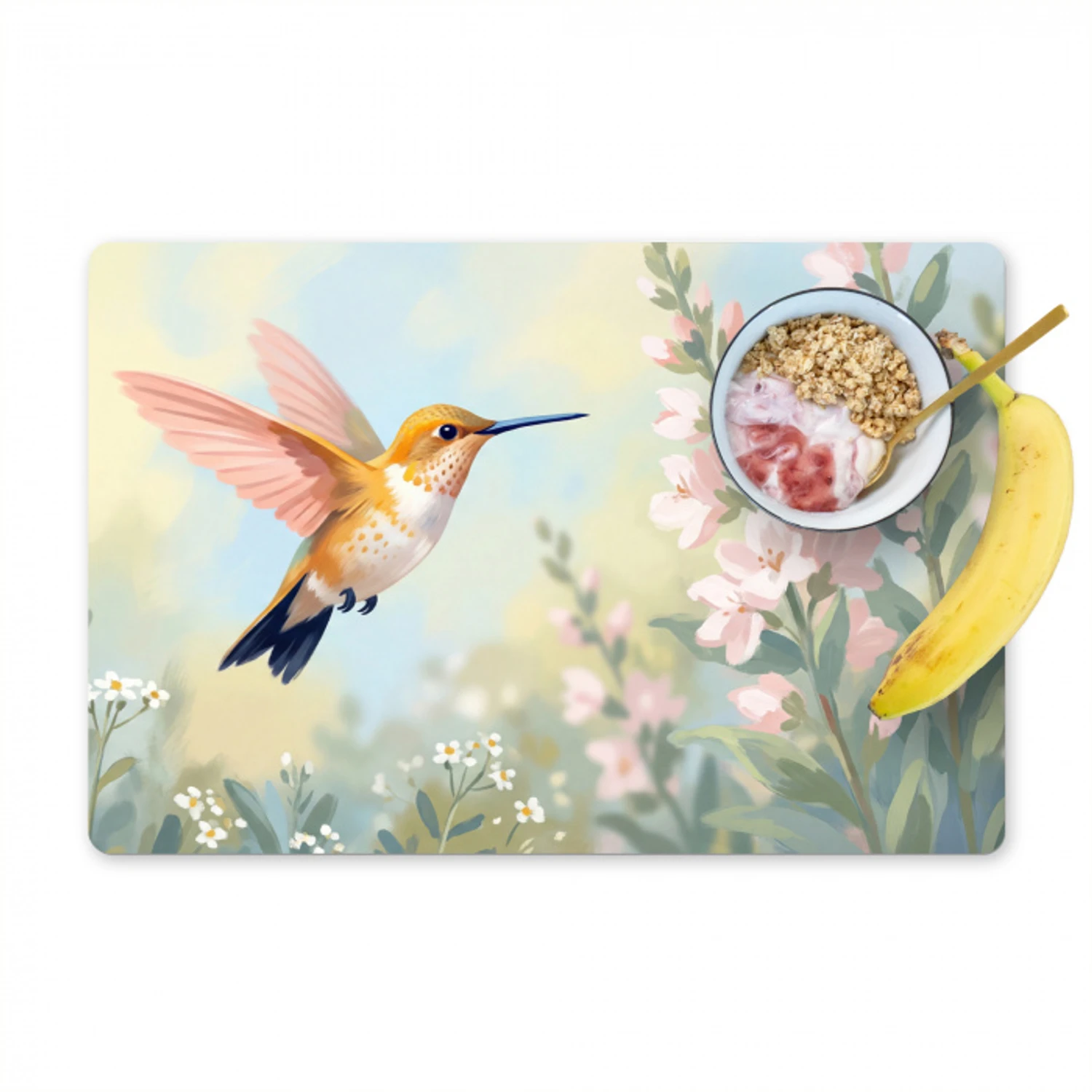 Kolibrie - Illustratie - Kleurrijk Placemat vinyl groot -zzzproduct_Kitchenyeah-website
