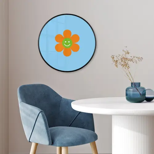 Bloem - Smiley - Kleurrijk Fotolijst rond zonder passe partout klein -sfeer2