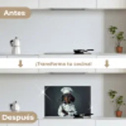 Hond - Garde - Kok keuken achterwand spatscherm klein -voor_na_ES
