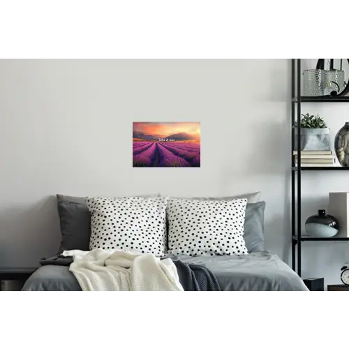 Lavendelveld - Quote - Zonsondergang Muursticker klein -slaapkamer