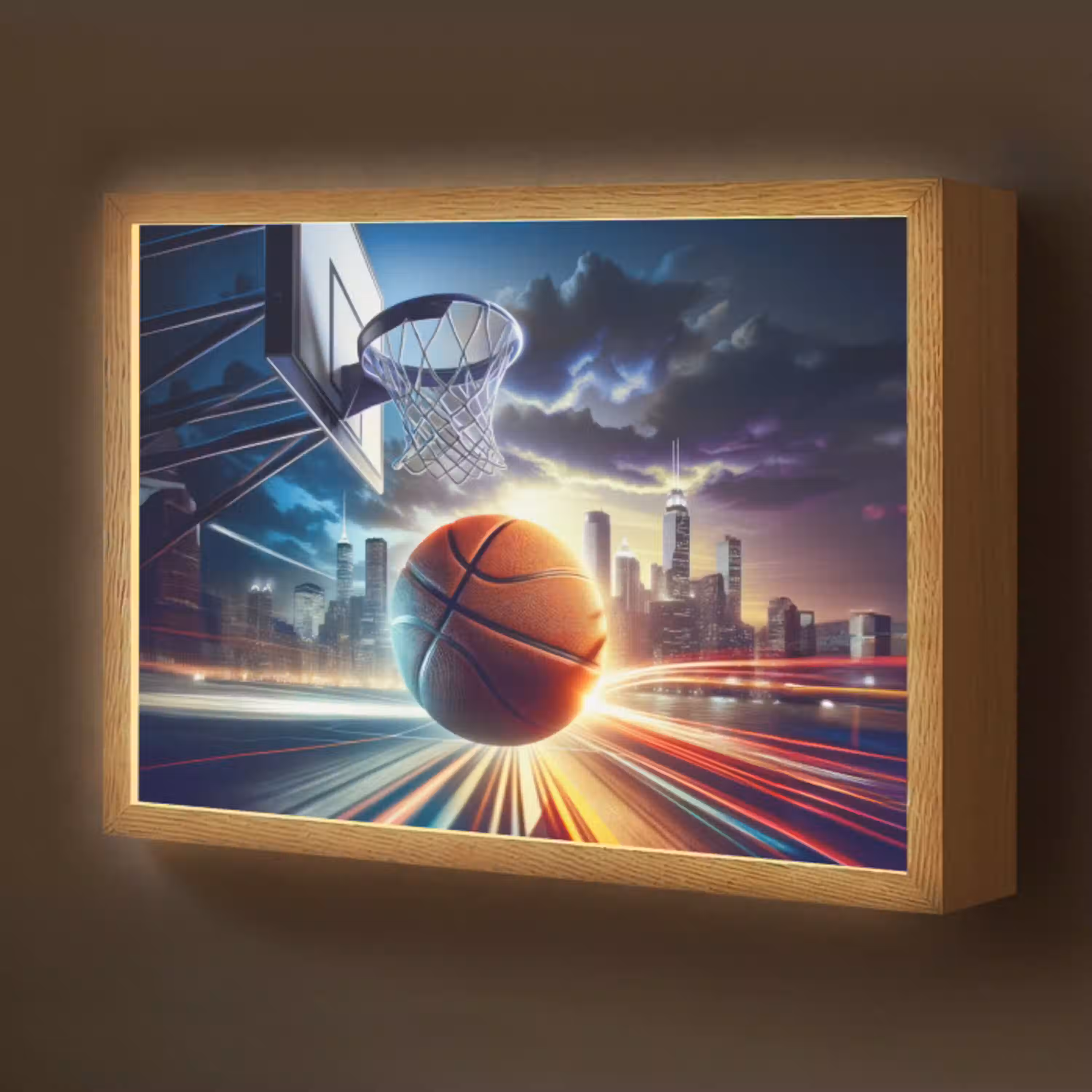 Basketbal - Sport  - Basket - Stad Light Box met batterij (Wandlamp kind) middel -z3d_website