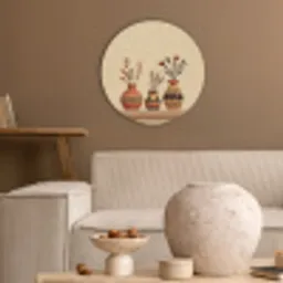 Vazen - Bloemen - Bladeren - Minimalistisch Akoestische PET Vilt - Rond klein -sfeer1