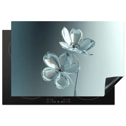 Kristal - Bloemen - Grijs Inductie beschermer vinyl 3mm klein -3d