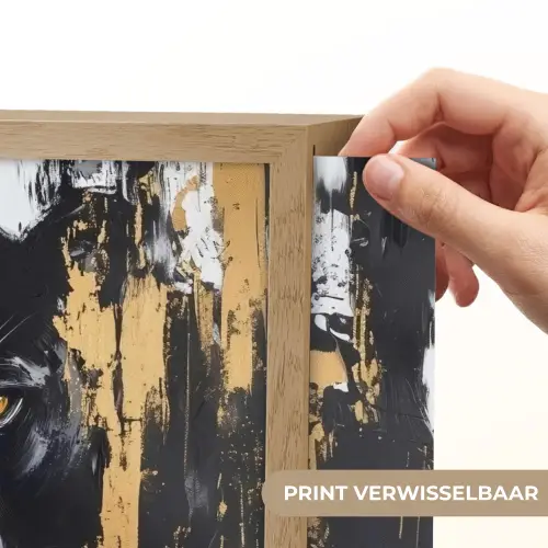 Panter - Zwart - Abstract - Verfstreken Light Box met batterij (Wandlamp) middel -USP_websiteprintNL