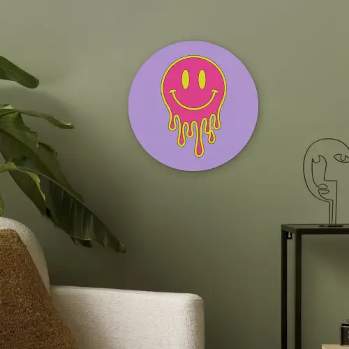Smiley - Drip - Neon Akoestische PET Vilt - Rond klein -sfeer2