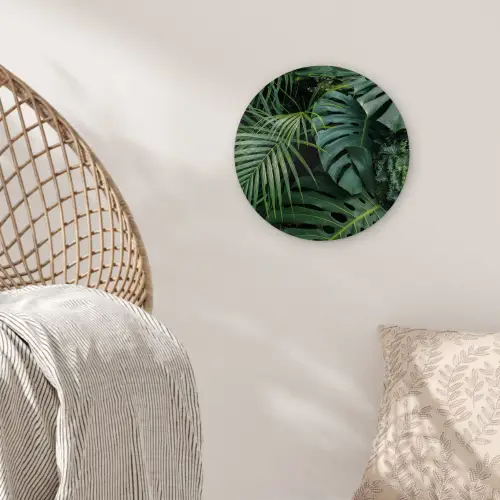 Planten - Jungle - Bladeren - Tropisch Wandcirkel kunststof plaat 5mm dik klein -sfeer5