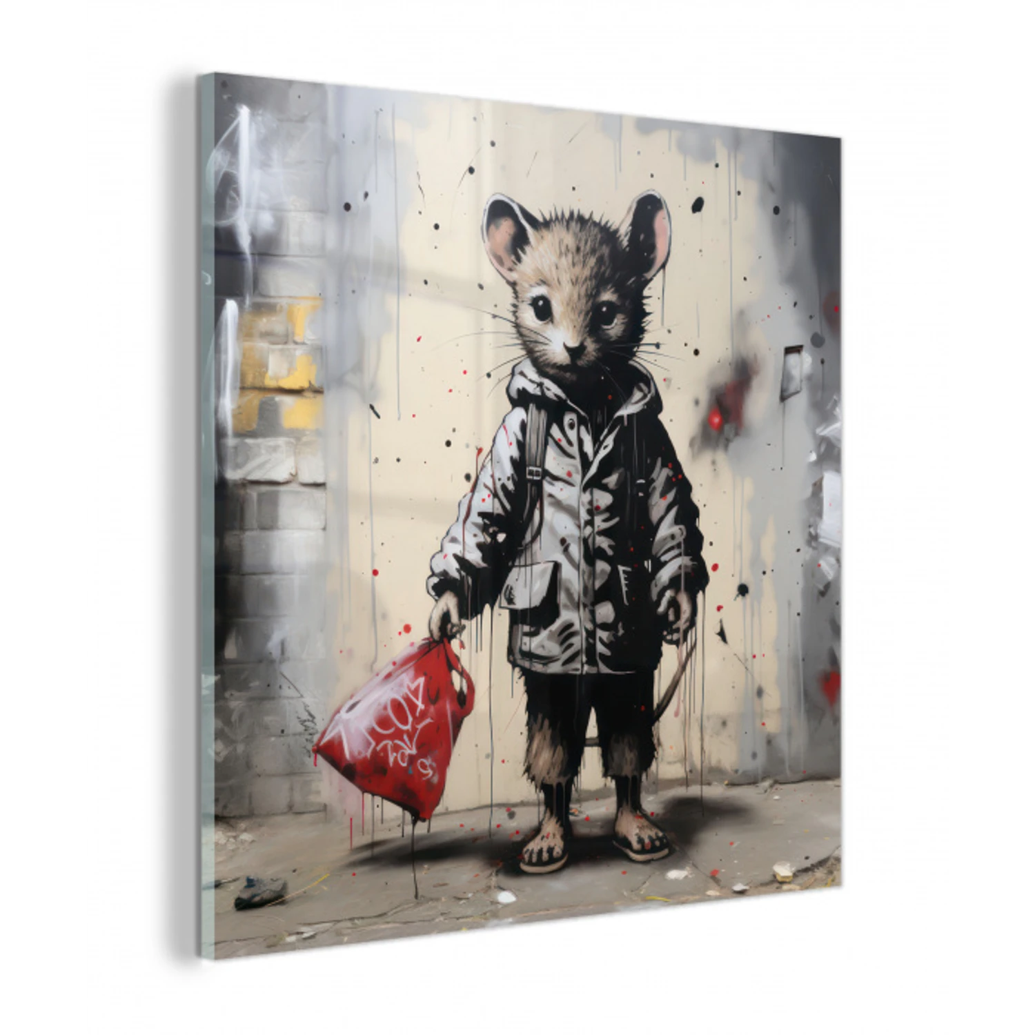 Muisje - Rood - Graffiti plexiglas 5mm klein -z3d