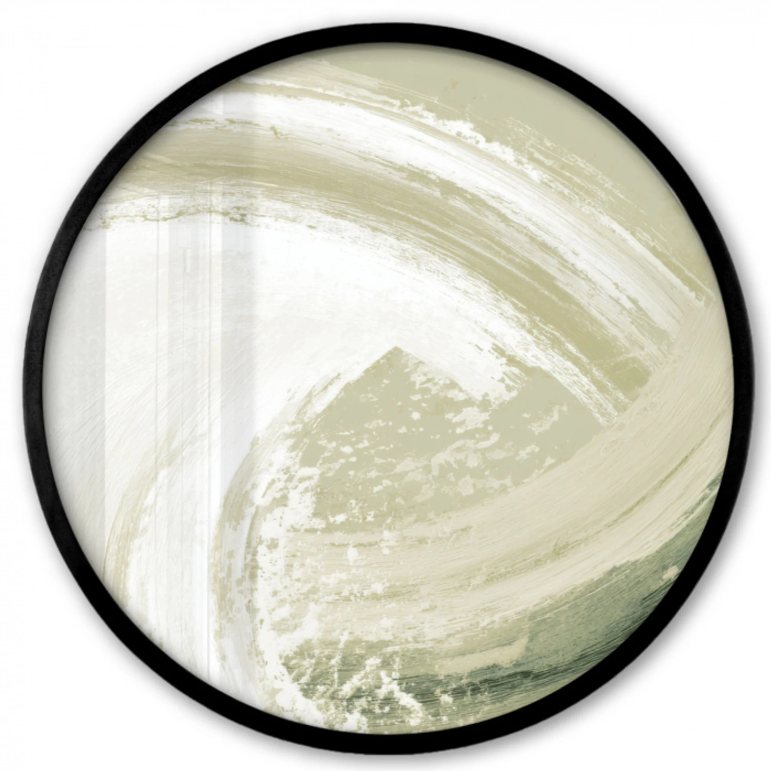 Abstract - Penseelstreken - Golven - Groen Fotolijst rond zonder passe partout klein -3d