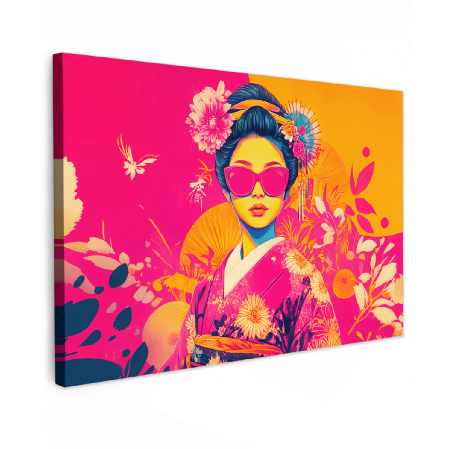 Vrouw - Zonnebril - Abstract - Oranje Tuinposter op houten frame 2 cm dik klein -3d