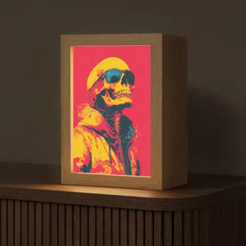 Zonnebril - Schedel - Jas - Rood Light Box met kabel (Tafellamp) klein -z3d_website