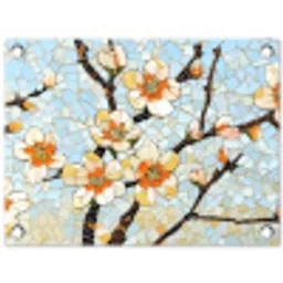 Bloesems - Wit - Mozaïek - Tak tuinposter los doek klein -3d