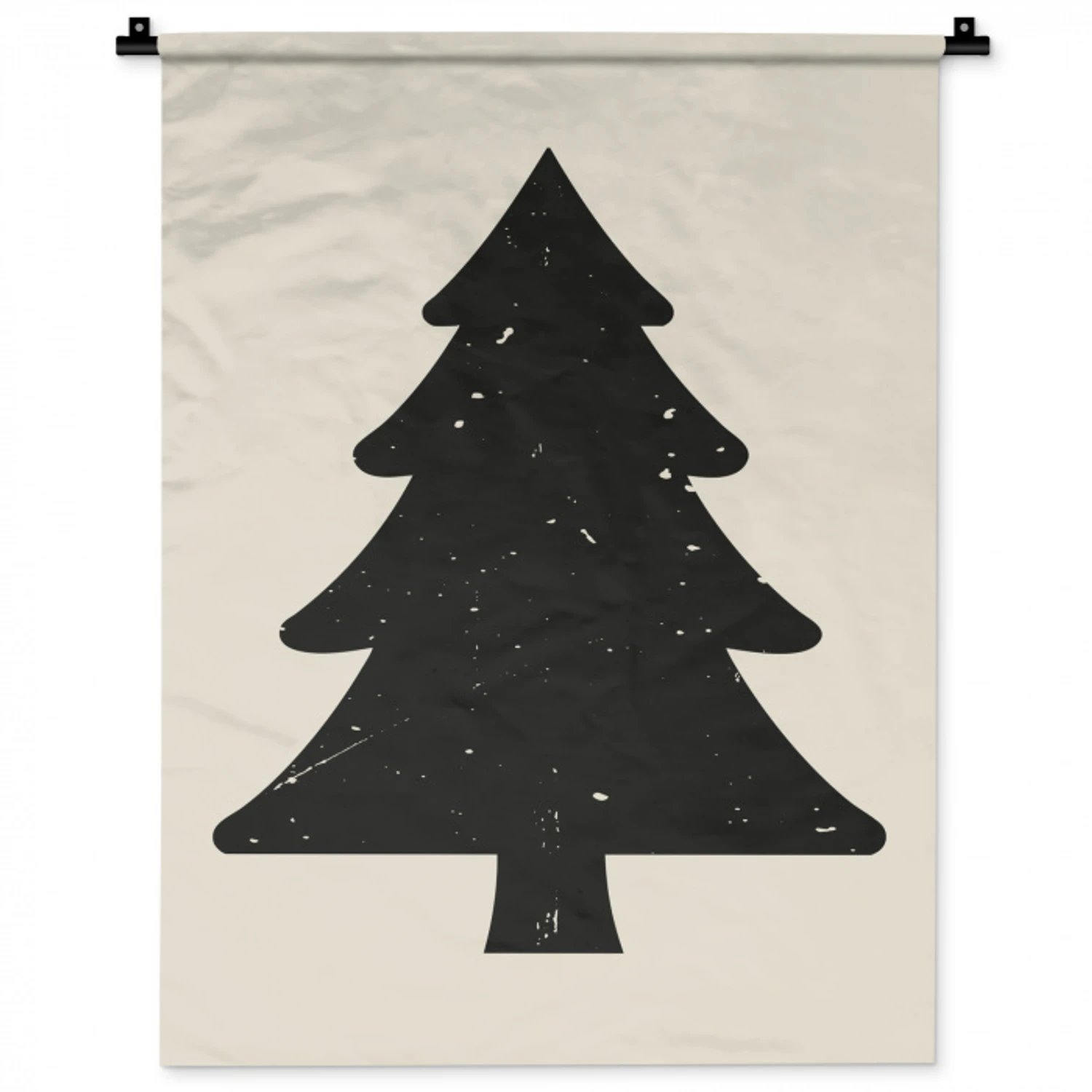 Kerstboom - Zwarte kerstboom - Boom - Japandi Wandkleed katoen klein -zz3d