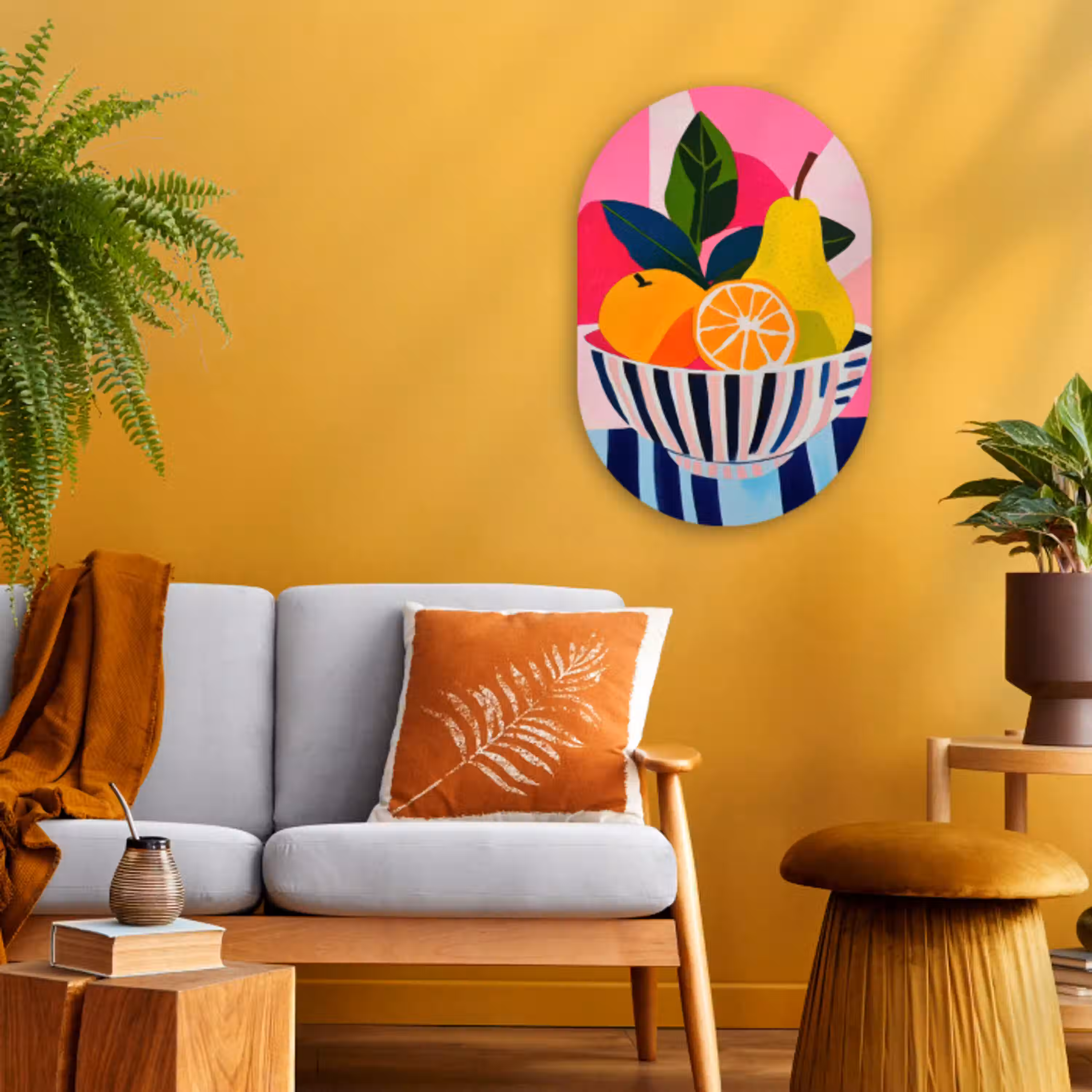 Fruit - Abstracte achtergrond - Roze Wandcirkel Ovaal Forex klein -sfeer4
