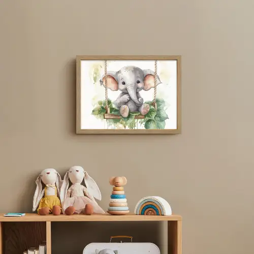 Olifant - Dier - Kinderen - Jungle Light Box met batterij (Wandlamp kind) middel -sfeer2_kind