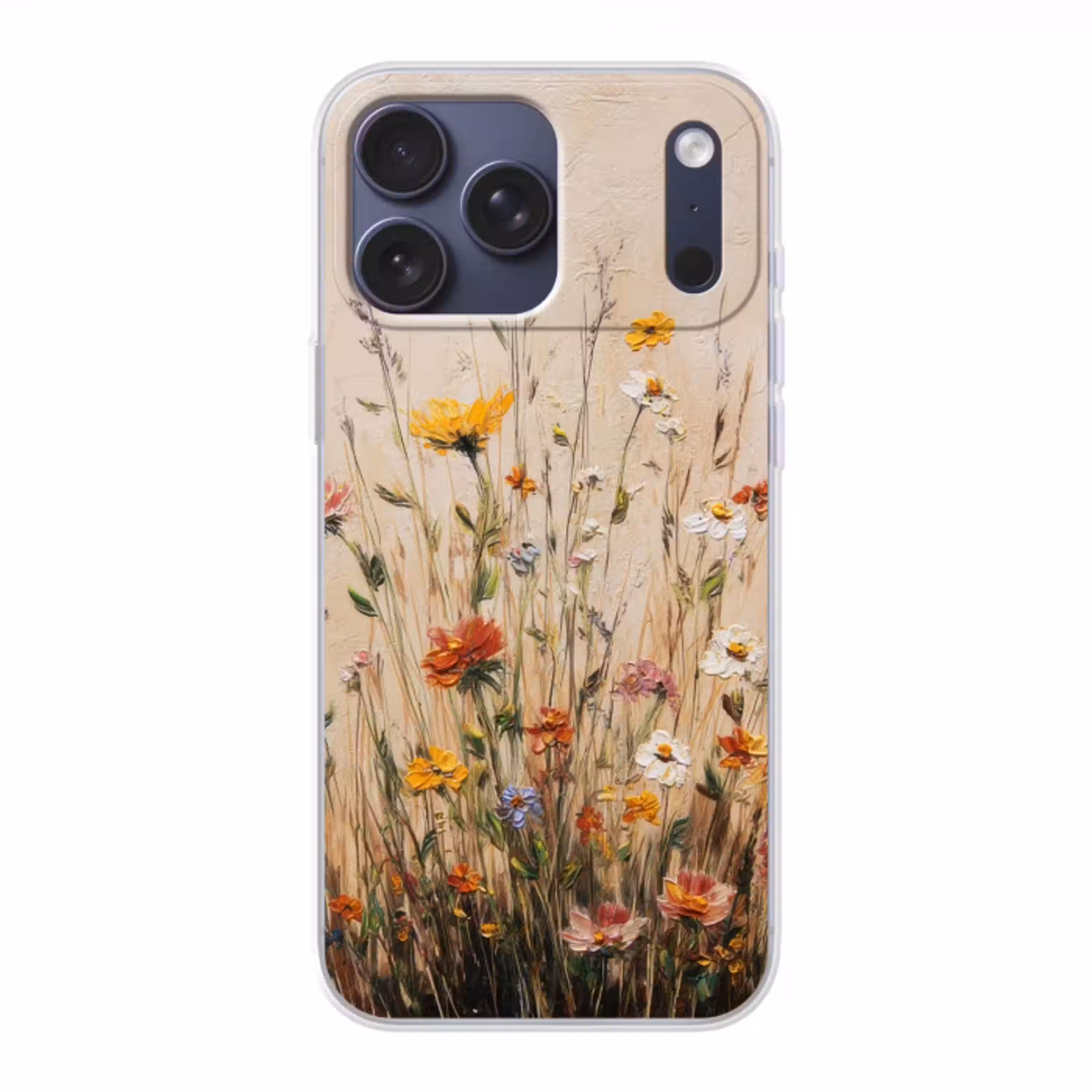 Wilde bloemen - Penseelstreken - Rustgevend Telefoonhoesje iPhone 17 Pro Max klein -3d