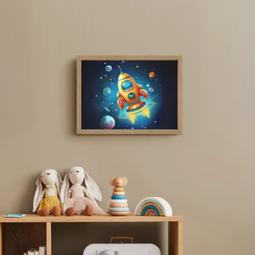 Raket - Ruimte - Planeten - Kinderen - Jongen Light Box met batterij (Wandlamp kind) middel -sfeer2_kind