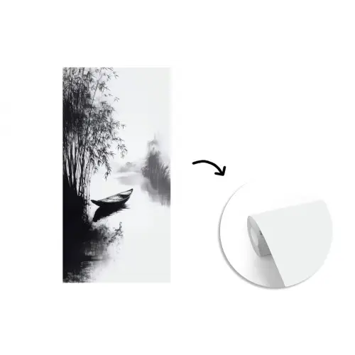 Boot - Rivier - Bamboe - Wit fotobehang vinyl groot -3d