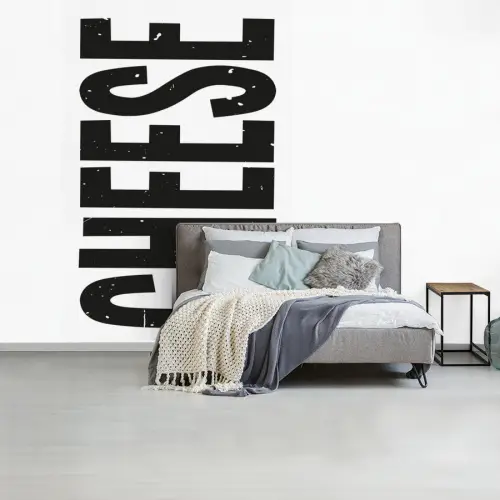Zwart - Vintage - Cheese - Japandi fotobehang vinyl groot -slaapkamer