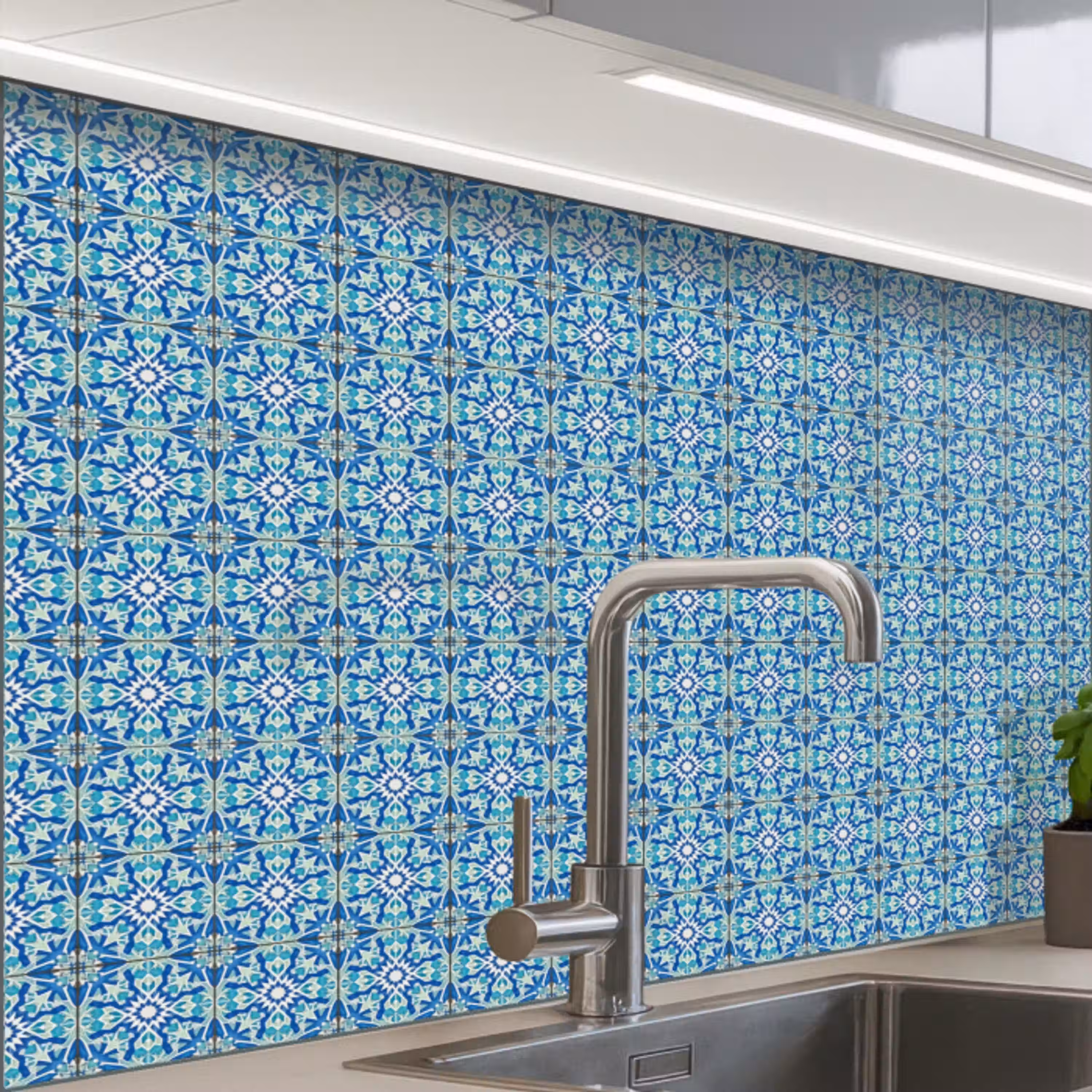 Tegels - Mozaïek - Turquoise - Blauw keuken achterwand 2 middel 865 -zzzz3d_schuin