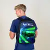 Sportauto - Groen - Snelheidslijnen - Neon Rugzak - Zwart middel -sfeer8