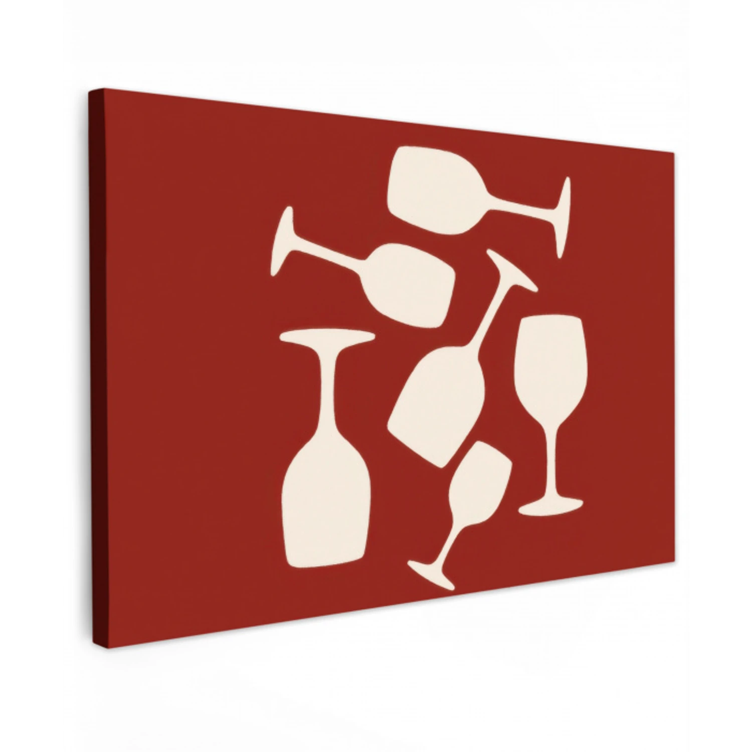 Wijnglazen - Silhouetten - Wit canvas 2cm klein -z3d