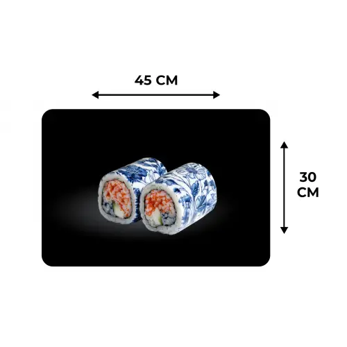 Sushi - Delfts blauw - Rijst - Vis - Elegant Placemat vinyl groot -specs