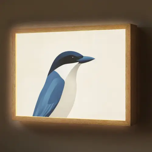 Illustratie - Blauw - Vogel Light Box met batterij (Wandlamp) middel -z3d_website