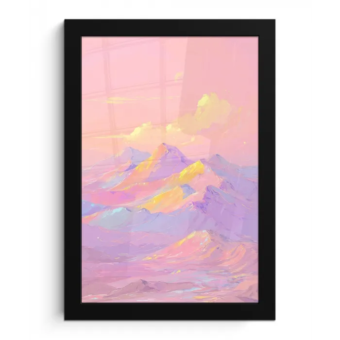 Bergtoppen - Wolken - Dromerig fotolijst zwart zonder passe partout klein -3d