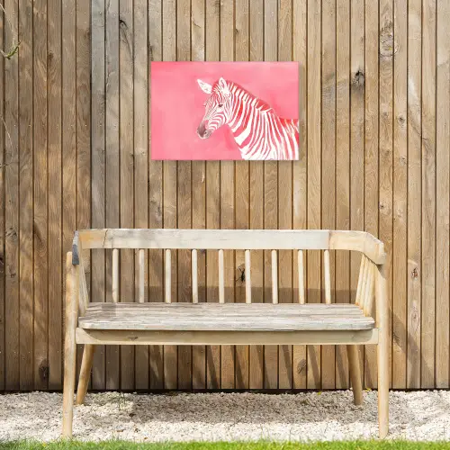 Zebra - Pink - Verf Tuinposter op houten frame 2 cm dik klein -sfeer4