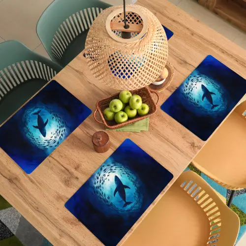 Walvis - Vissen - Donkerblauw Placemat vinyl groot -zzsfeer5_Kitchenyeah-website