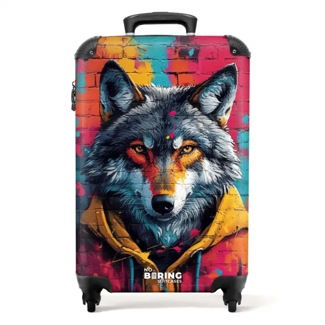 Kleurrijke vos met jas in graffiti stijl NBS - Handbagage koffer - Unisex middel -productfoto_recht