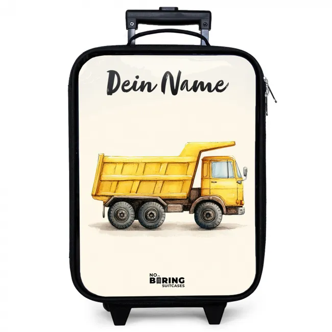 Kinderkoffer mit Name - Muldenkipper - Signiert - Gelb
