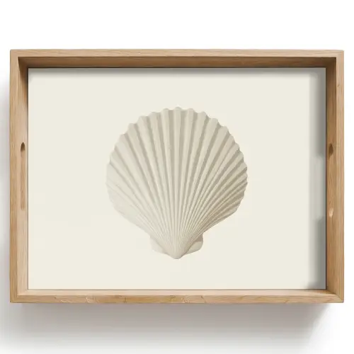 Schelp - Minimalistisch - Wit Dienblad Rechthoek middel -z3d_shopping