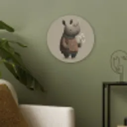 Neushoorn - Witte bloemen - Lief Akoestische PET Vilt - Rond klein -sfeer2