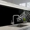 Zebra - Dier - Zwart keuken achterwand 2 middel -3d_schuin