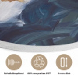 Abstract - Acryl - Blauw - Goud - Elegant Akoestische PET Vilt - Rond klein -closeup_DE