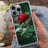 Roos - Bladeren - Dieprood Hoesje iPhone 16 Pro Max met koord klein -sfeer3