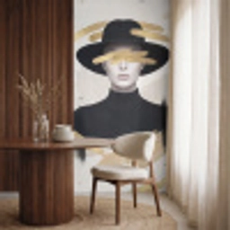 Vrouw - Portret - Modern - Goud - Kunst Behang Vlies klein -sfeer1