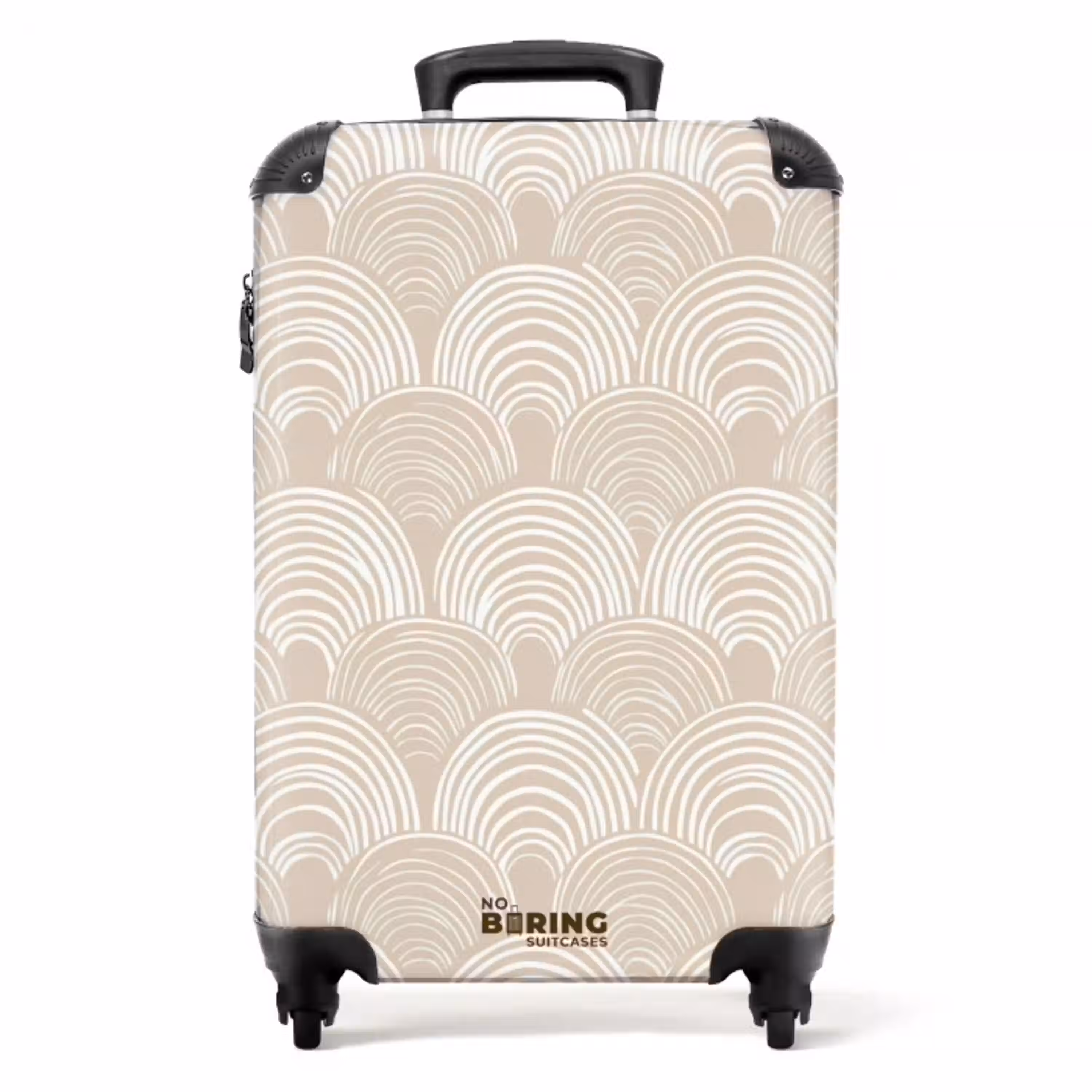 Golven - Structuur - Beige NBS - Handbagage koffer - Volwassenen Unisex middel -productfoto_recht
