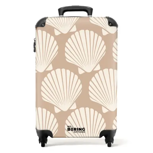 Patronen - Schelp patroon in licht beige NBS - Handbagage koffer - Kinderen Unisex middel -productfoto_recht