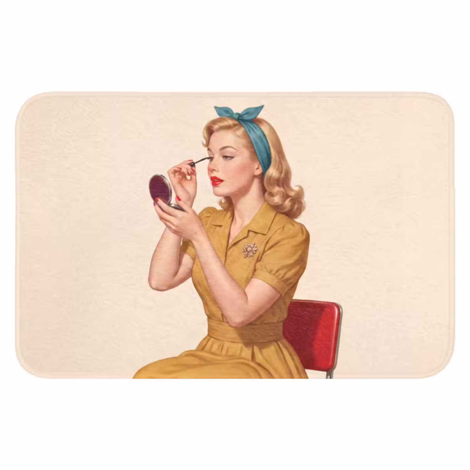 WC Vorleger - Illustration - Wimperntusche - Frau - Gelb
