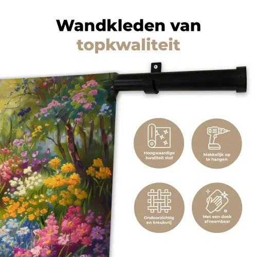 Natuur - Landschap - Bloemen - Kleurrijk Wandkleed katoen klein -sfeer2