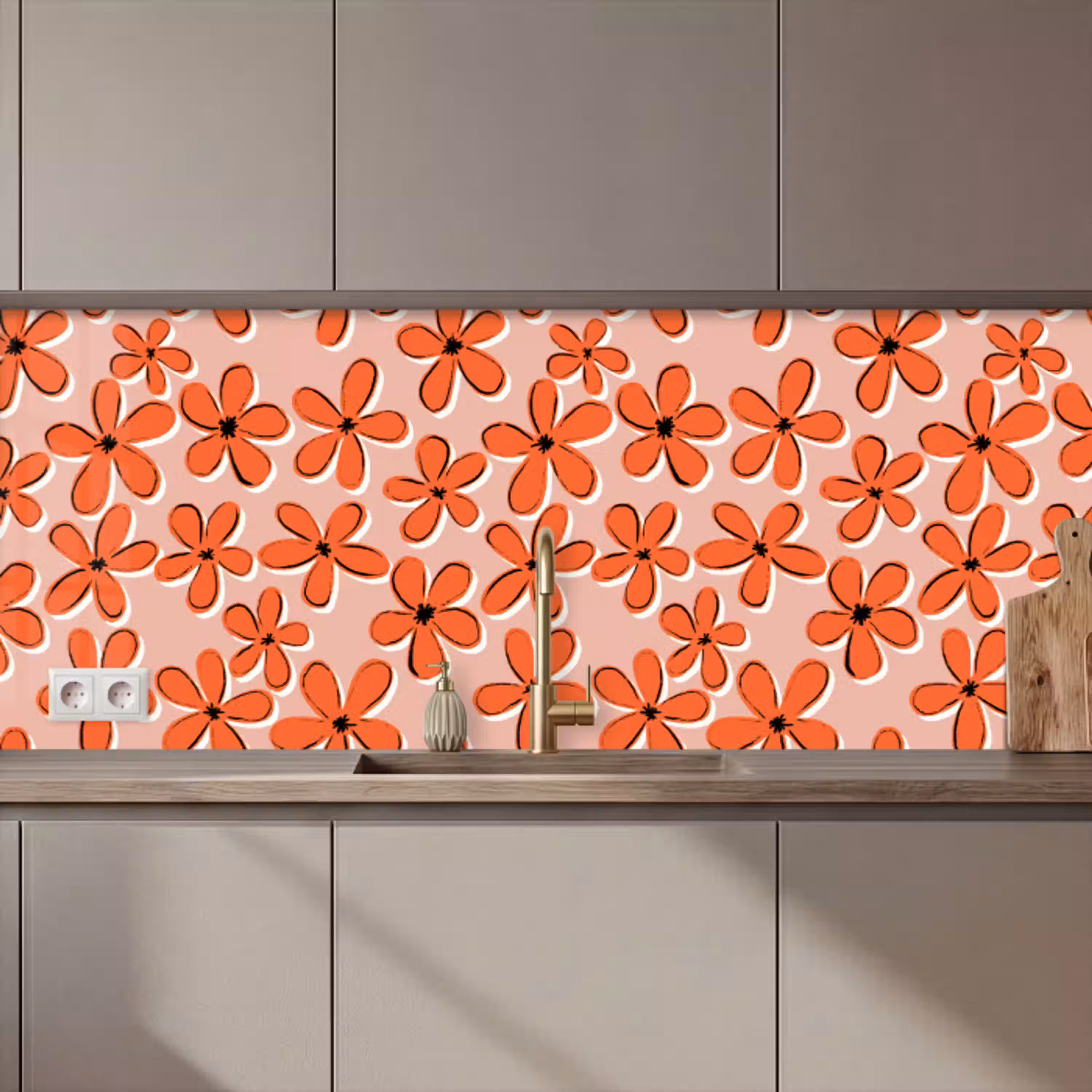 Patronen - Vintage - Bloem keuken achterwand 2 middel 871 zz_3dshopping