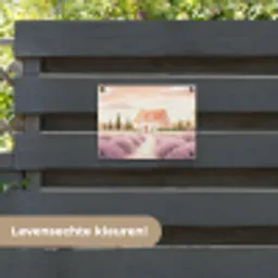 Lavendelveld - Huis - Paars tuinposter los doek klein -sfeer3