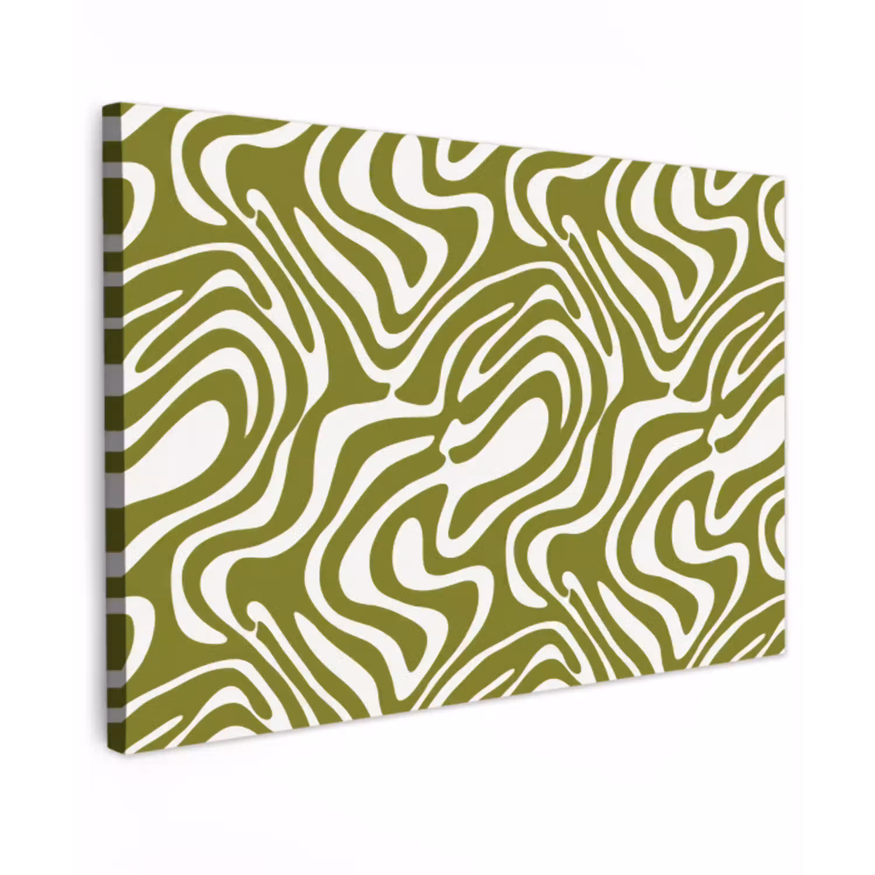 Lijnpatroon - Groen - Organisch Tuinposter op houten frame 2 cm dik klein 845 -3d