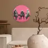 Graffiti - Vintage - Zwart - Street art - Roze - Banksy Wandcirkel kunststof plaat 5mm dik klein -sfeer1