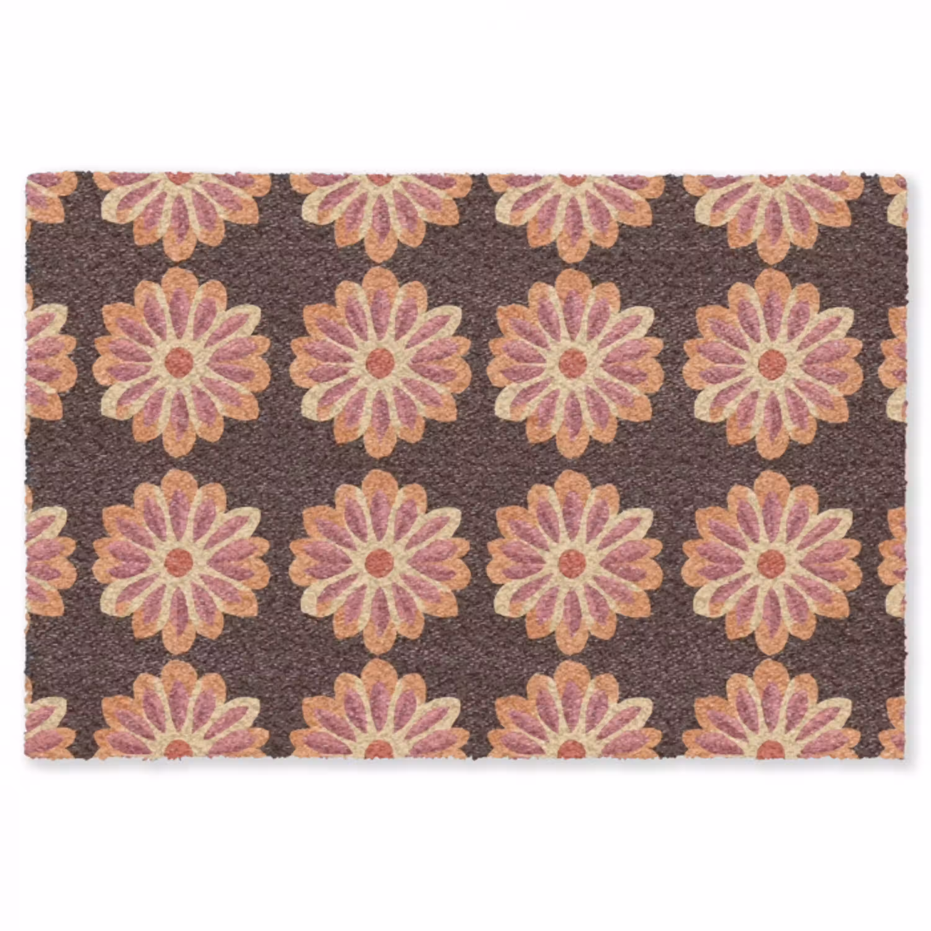 Bloemen - Patroon - Bruin Vloerkleed Rechthoek klein 1091 -3d