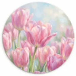 Tulpen - Veld - Lente - Roze Wandcirkel kunststof plaat 5mm dik klein -3d