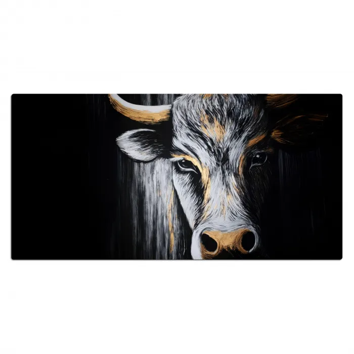 Stier - Hoorns - Snuit - Goud Muismat XXL klein -3d_leeg
